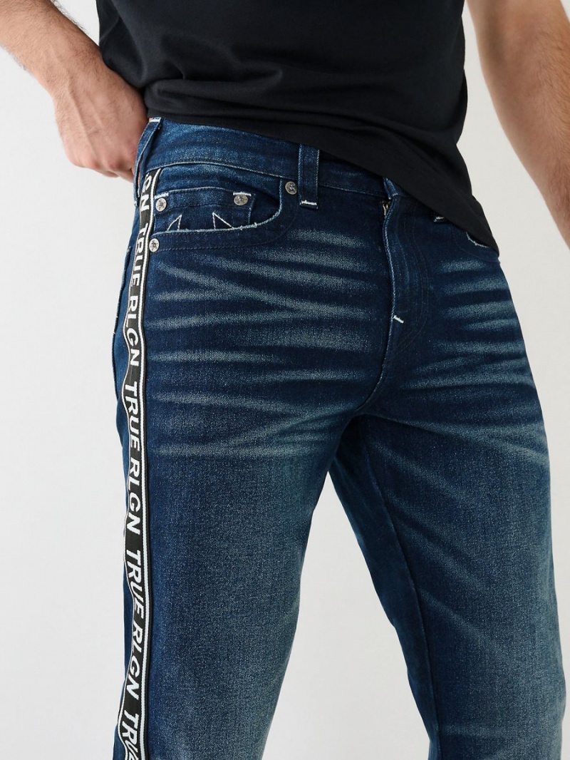 IHED True Religion Ricky Side Stripe Straight Jeans | 9075-KLSDU