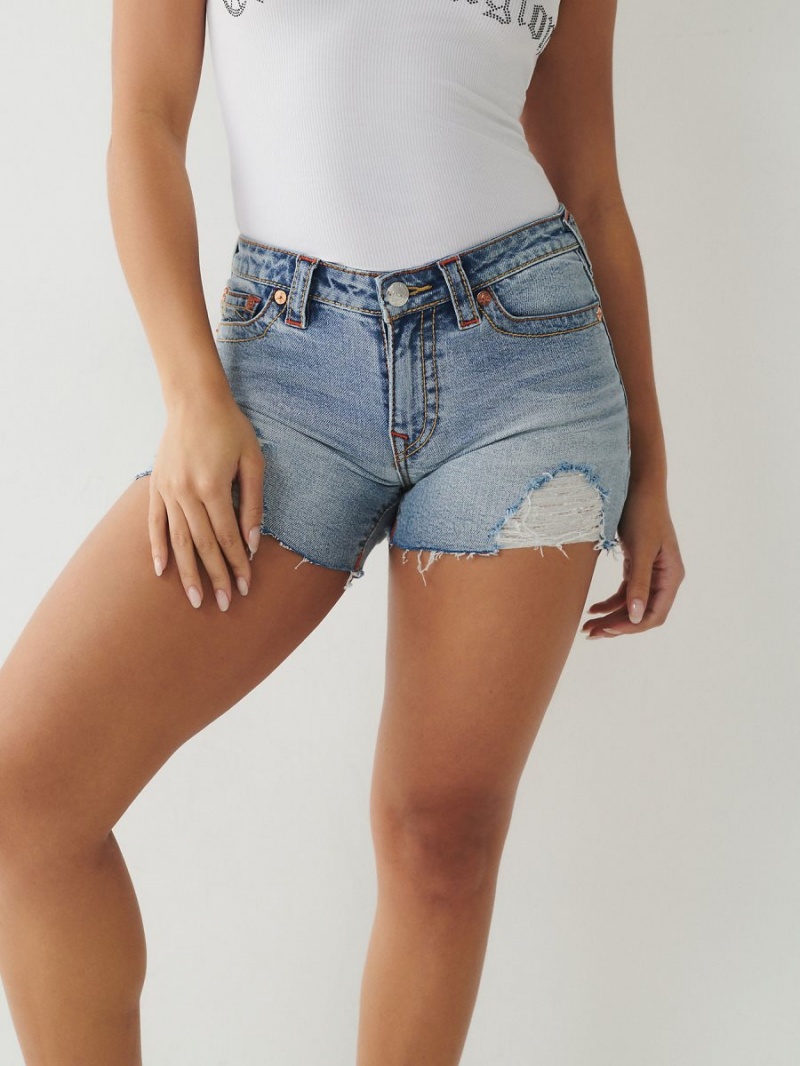 Imperial Blue True Religion Jayde Big T Shorts | 9821-JNQTW