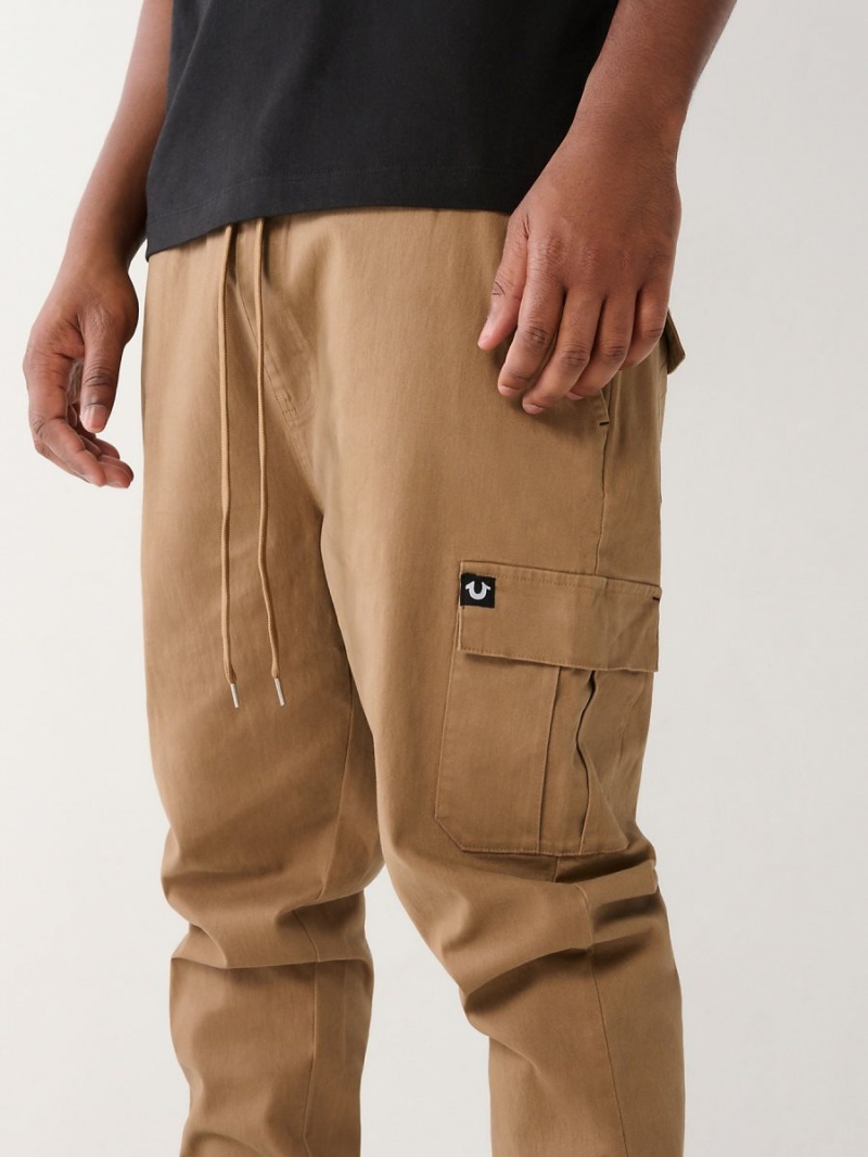 KHAKI True Religion Cargo Jogger Pants | 9052-VEHAF