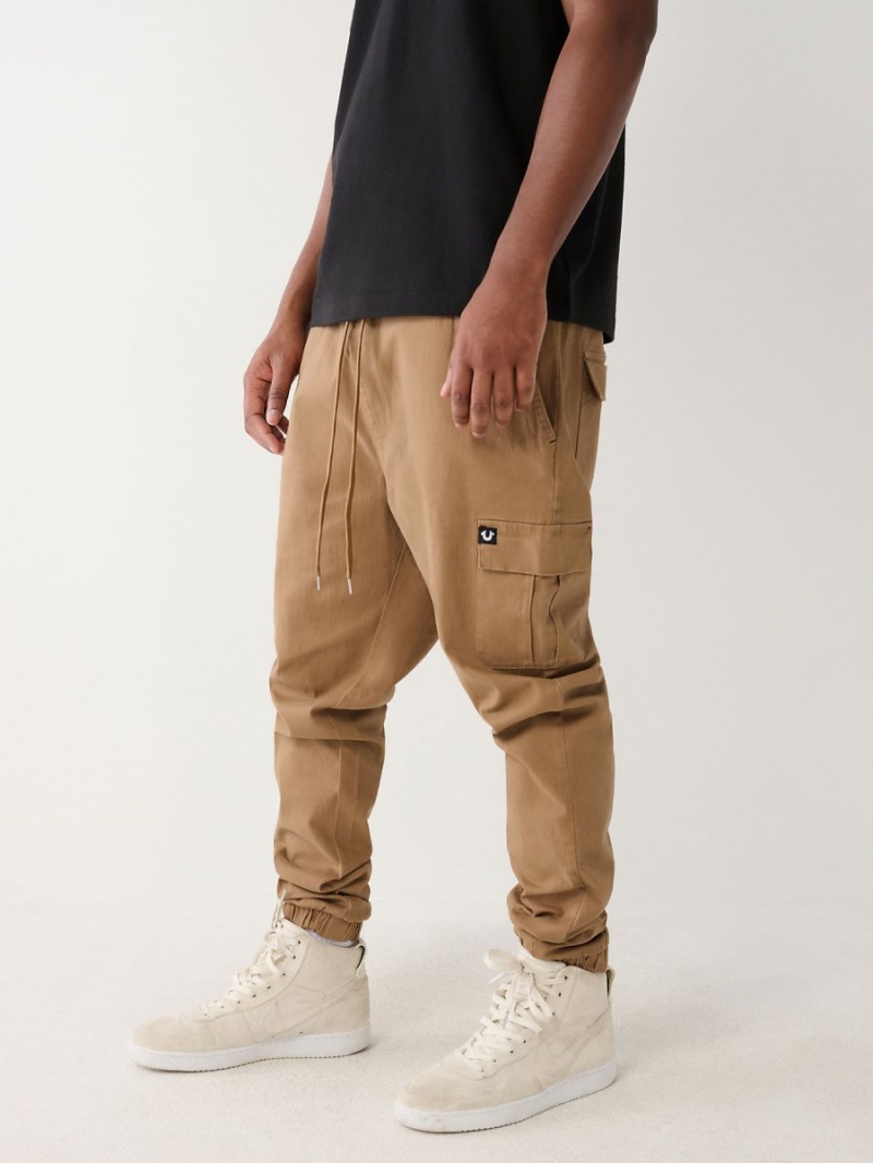 KHAKI True Religion Cargo Jogger Pants | 9052-VEHAF