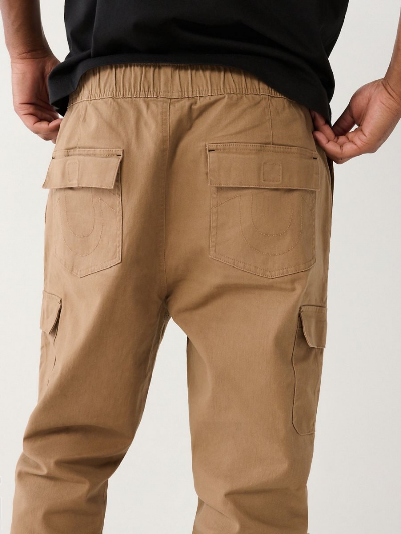 KHAKI True Religion Cargo Jogger Pants | 4138-QDSIZ