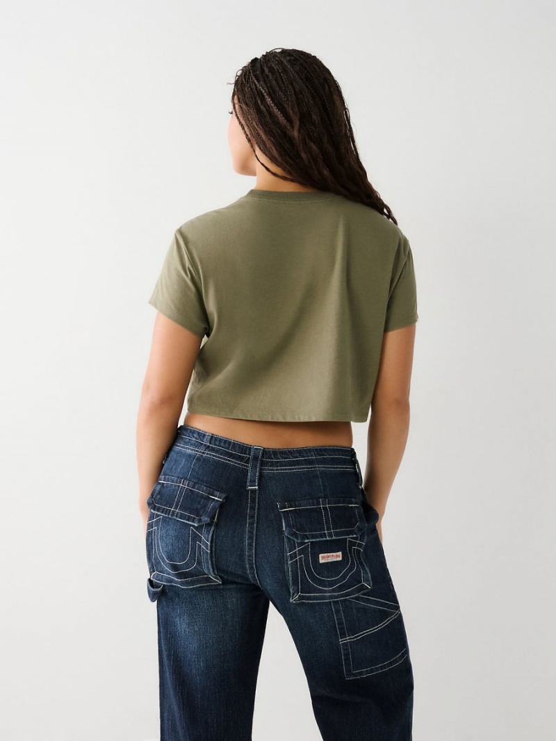 Kalamata True Religion Logo Crop T Shirts | 8291-XSHFU