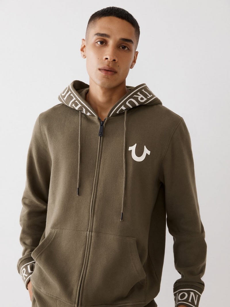 Kalamata True Religion Logo Trim Zip Hoodie | 8312-VJEZB