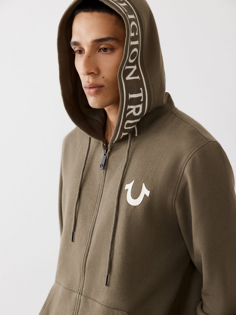 Kalamata True Religion Logo Trim Zip Hoodie | 8312-VJEZB