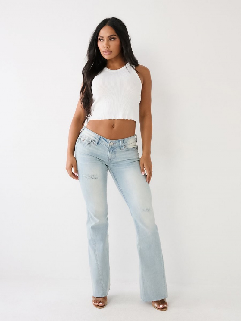 La Jolla W/ Destroy True Religion Joey Low Rise Big T Flare Jeans | 1645-HFCNX