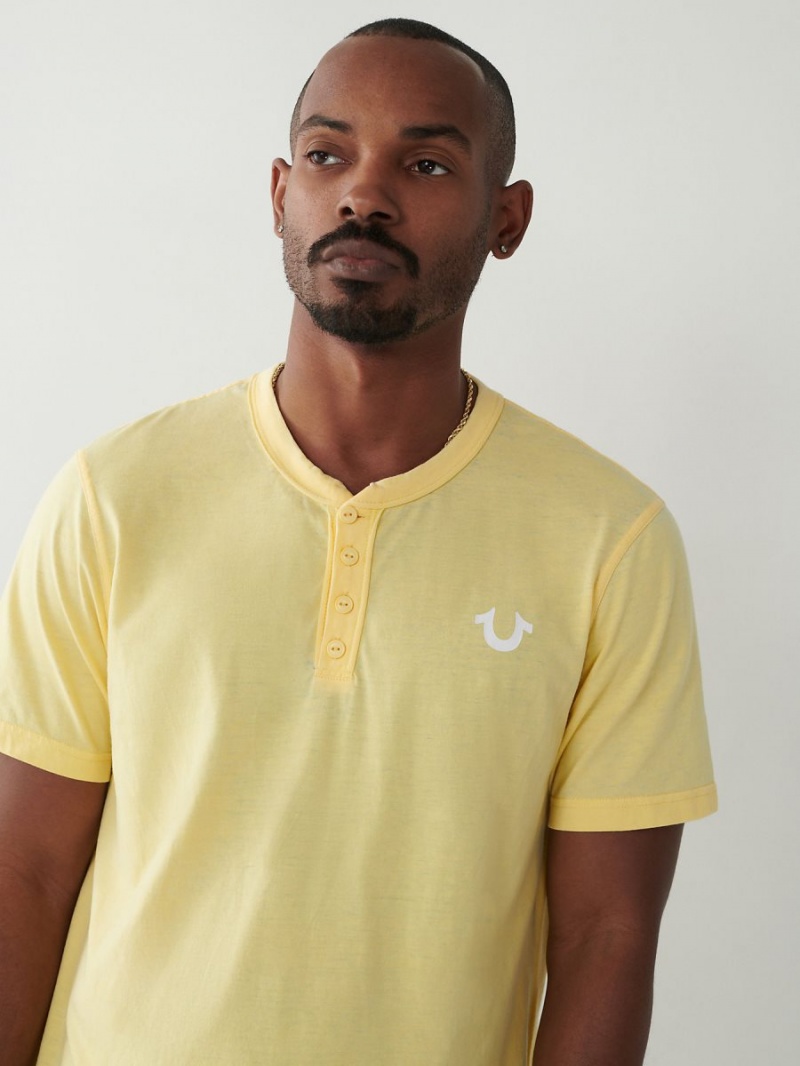 Lemon True Religion Henley T Shirts | 0267-YWCDX