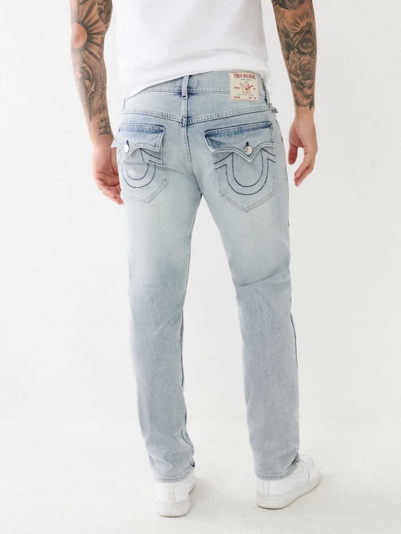 Light Breezy Wash True Religion Geno Single Needle Flap Slim Jeans | 9517-GKACD