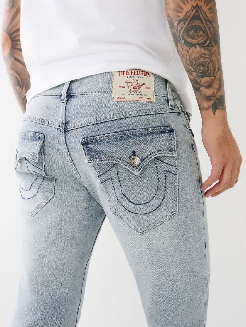 Light Breezy Wash True Religion Geno Single Needle Flap Slim Jeans | 9517-GKACD