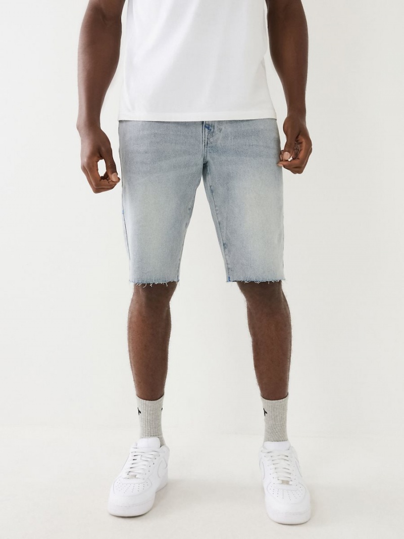 Light Breezy Wash True Religion Ricky Big T Raw Cut Shorts | 9536-QDPNF