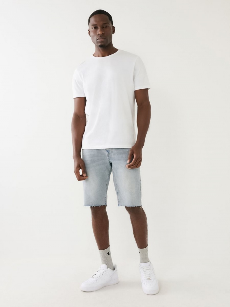 Light Breezy Wash True Religion Ricky Big T Raw Cut Shorts | 9536-QDPNF