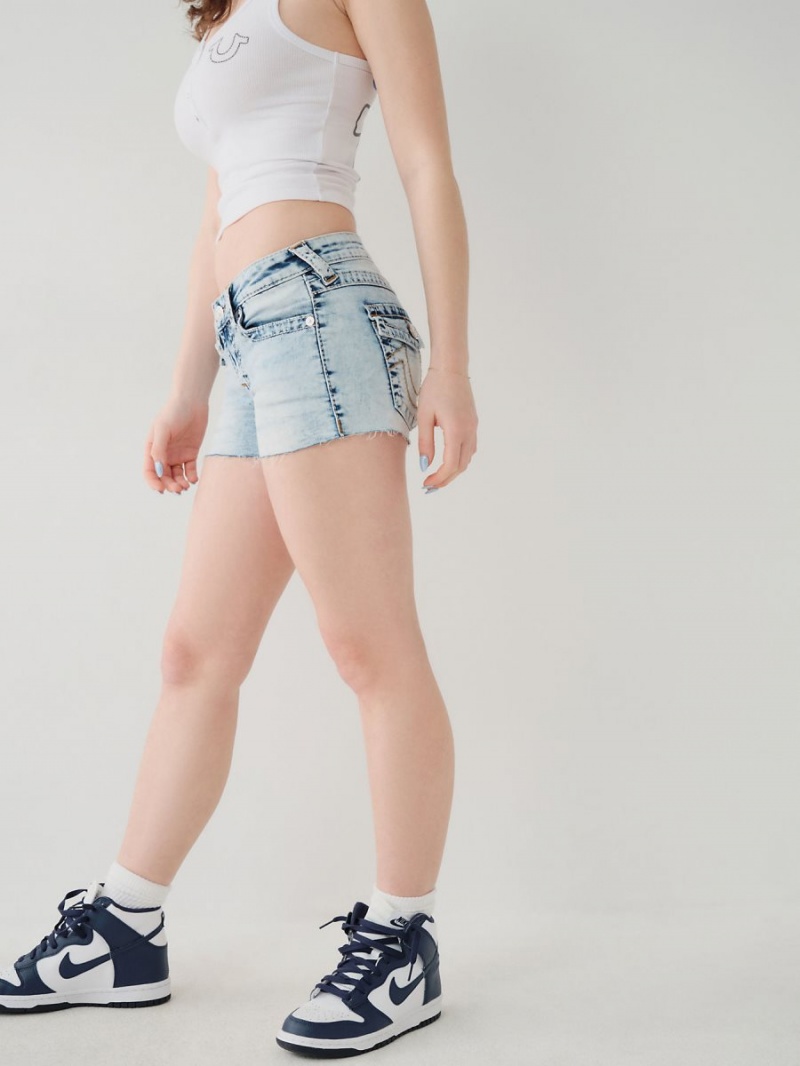 Light Kyanite True Religion Joey Big T Low Rise Shorts | 4091-PVTQK