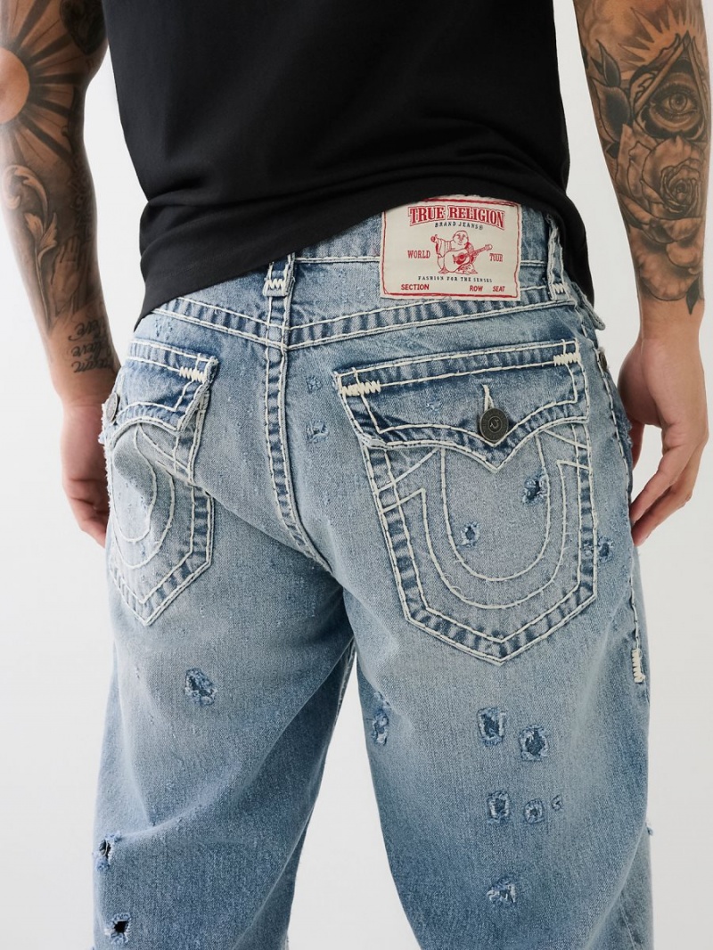 Light Wash Rips True Religion Bobby Distressed Super T Baggy Jeans | 0529-WGQIL