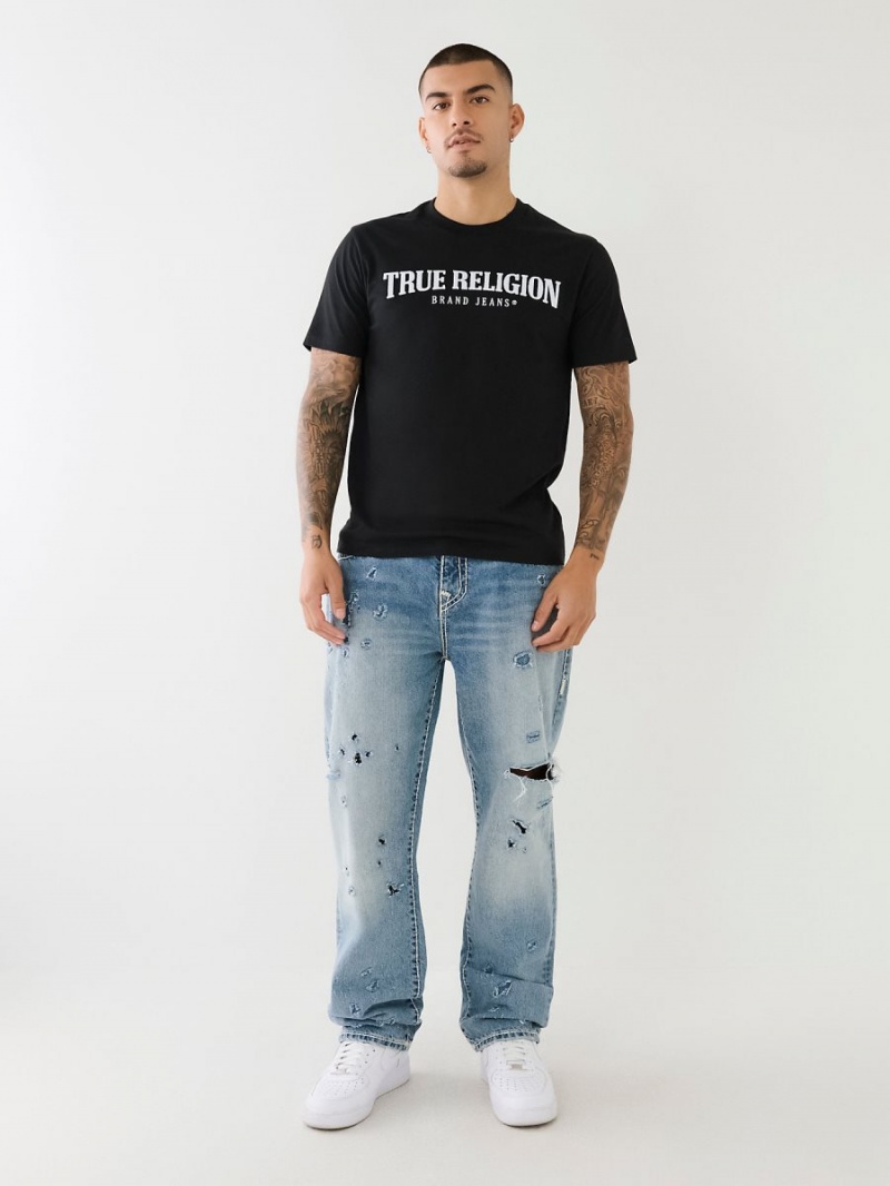 Light Wash Rips True Religion Bobby Distressed Super T Baggy Jeans | 0529-WGQIL