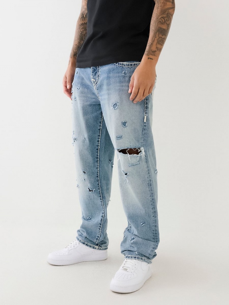 Light Wash Rips True Religion Bobby Distressed Super T Baggy Jeans | 0529-WGQIL