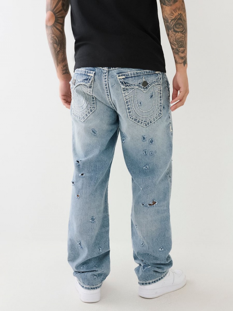 Light Wash Rips True Religion Bobby Distressed Super T Baggy Jeans | 0529-WGQIL