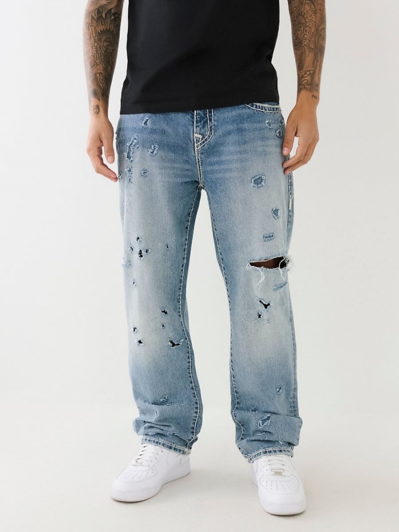 Light Wash Rips True Religion Bobby Distressed Super T Baggy Jeans | 0529-WGQIL