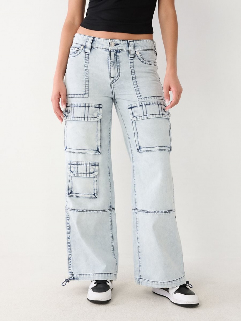 Light Wash True Religion Bobbi Baggy Cargo Pants | 4873-TKPIA