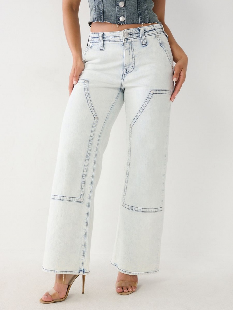 Light Wash True Religion Bobbi Utility Baggy Jeans | 4197-GXENB