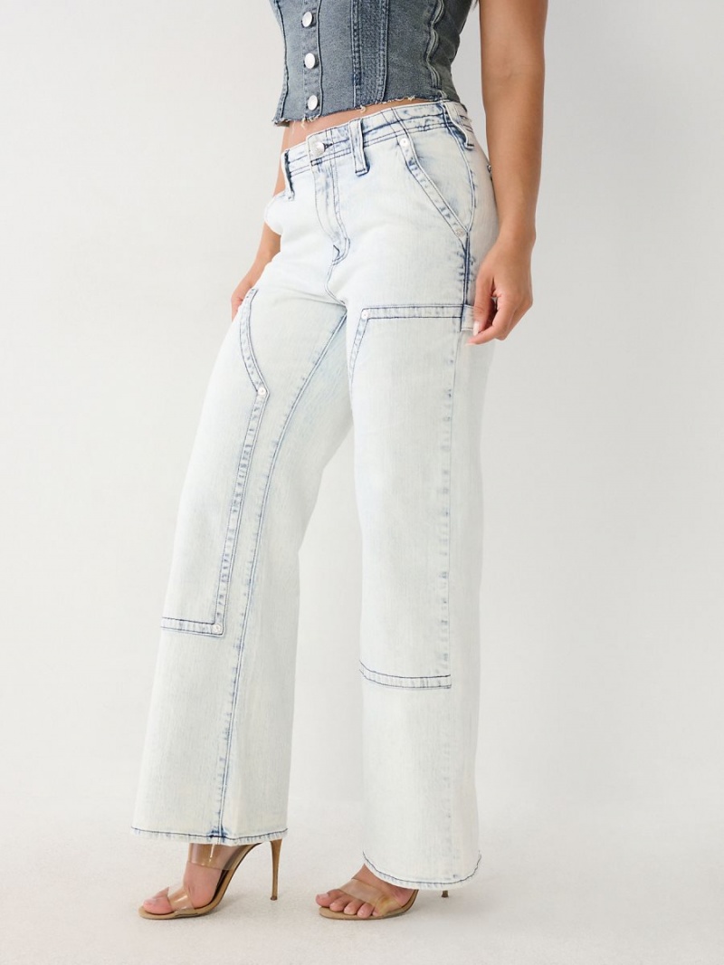 Light Wash True Religion Bobbi Utility Baggy Jeans | 4197-GXENB