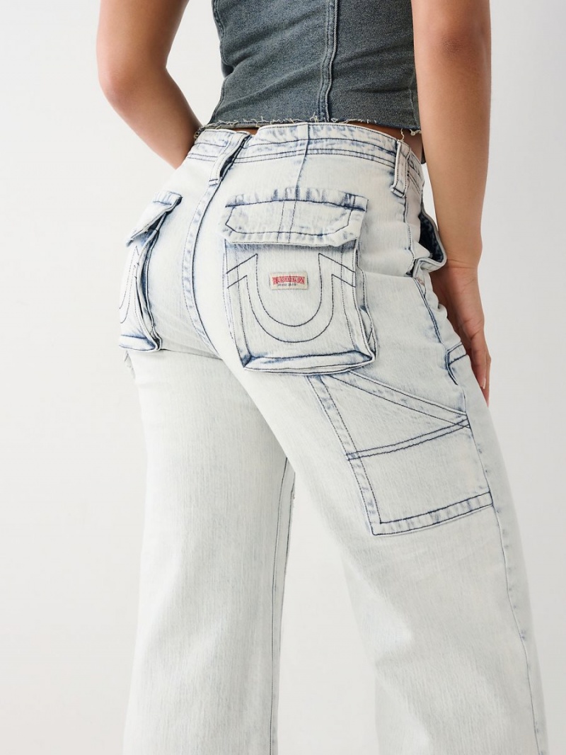 Light Wash True Religion Bobbi Utility Baggy Jeans | 4197-GXENB