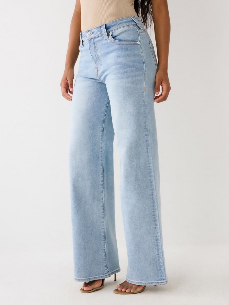 Light Wash True Religion Leila High Rise Wide Leg Jeans | 8913-ZFMWV