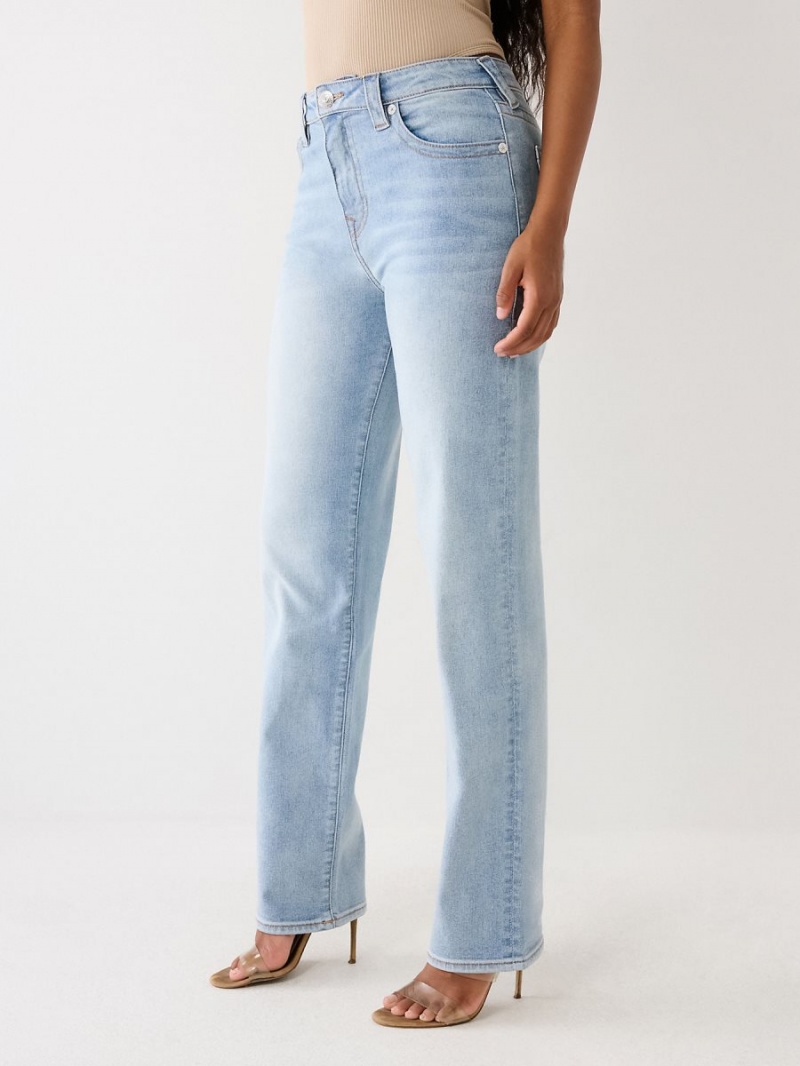 Light Wash True Religion Sarah High Rise Straight Jeans | 8093-RPBDA