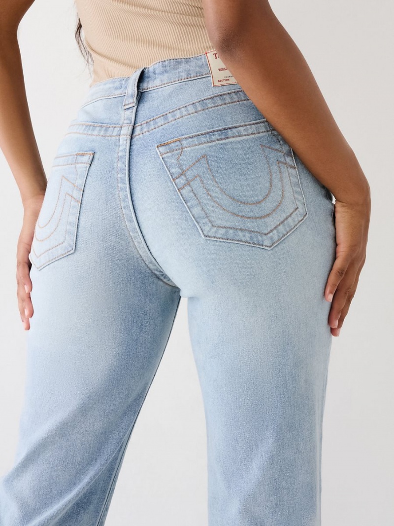 Light Wash True Religion Sarah High Rise Straight Jeans | 8093-RPBDA