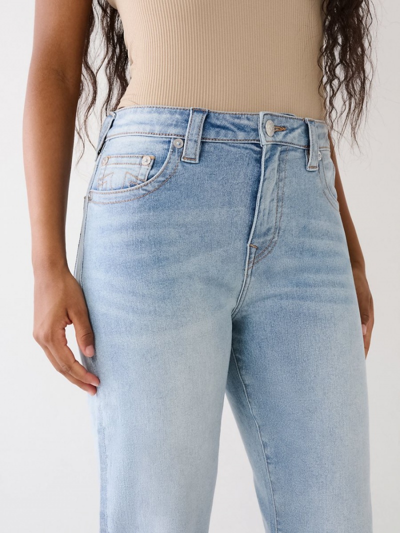 Light Wash True Religion Sarah High Rise Straight Jeans | 1240-YDENB