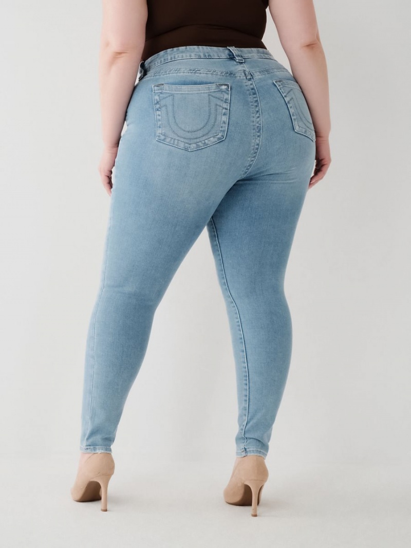 Lupine Sky W/ Destroy True Religion Jennie High Rise Curvy Skinny Jeans | 0618-CPBMK