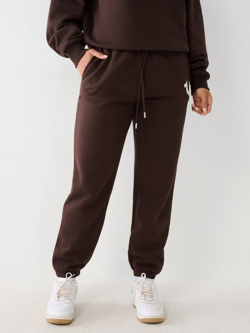 MOCHA True Religion Logo Relaxed Jogger | 9162-EAQIT