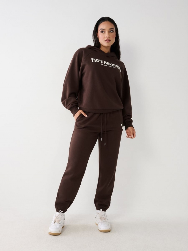 MOCHA True Religion Logo Relaxed Jogger | 9162-EAQIT