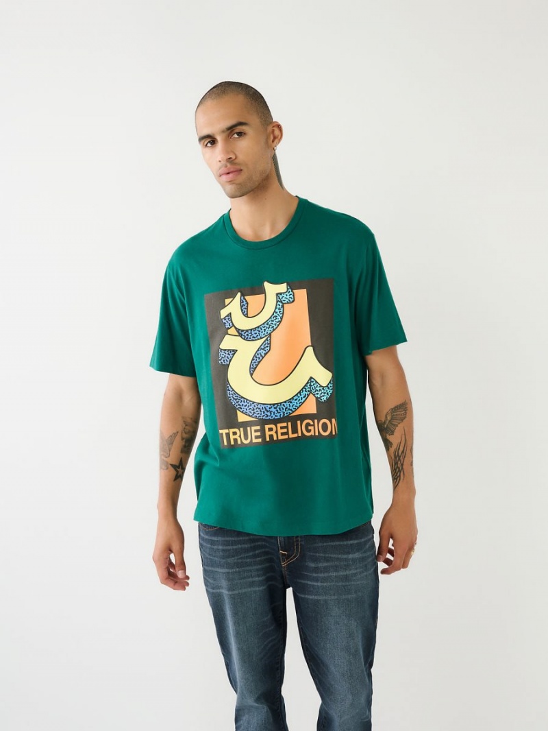 Marshland True Religion Channel Graphic Relaxed T Shirts | 9572-BDRJV