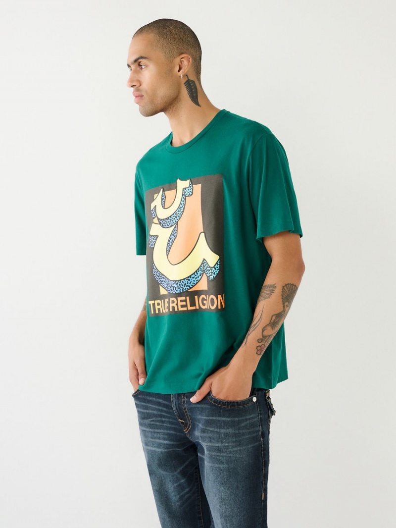 Marshland True Religion Channel Graphic Relaxed T Shirts | 9572-BDRJV