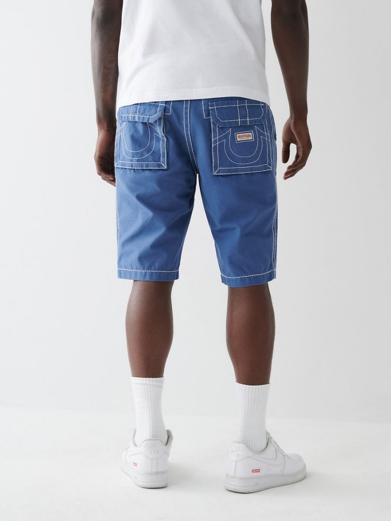 Matte Navy True Religion Big T Pocket Shorts | 5961-JIRCP