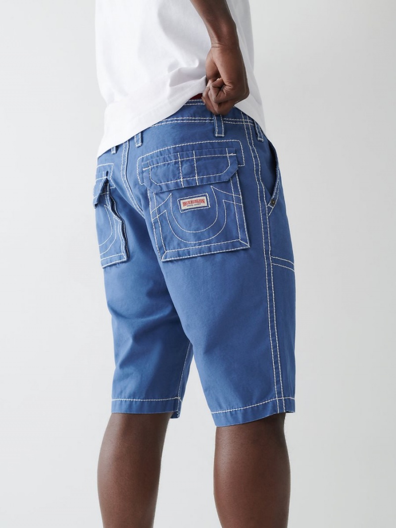 Matte Navy True Religion Big T Pocket Shorts | 5961-JIRCP