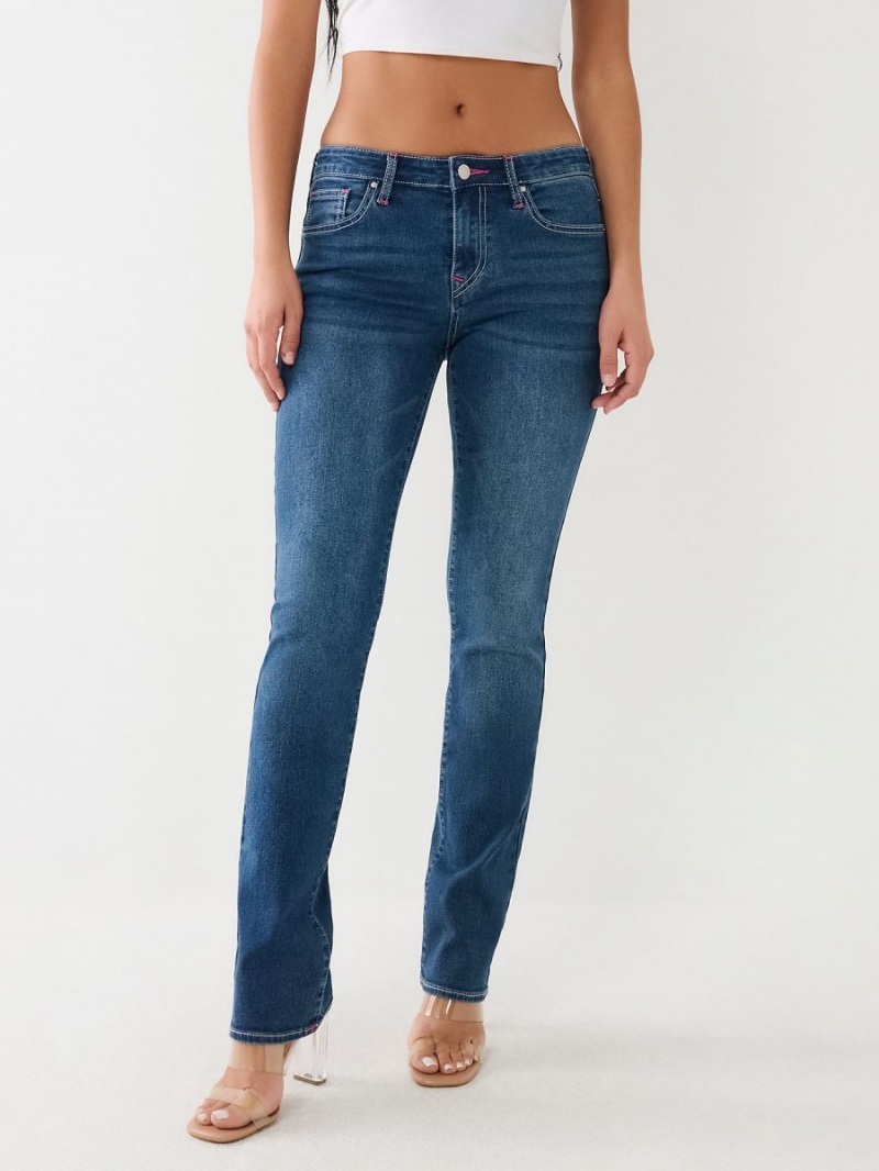 Medium Flake True Religion Billie Mid Rise Straight Jeans | 0214-WEOUH