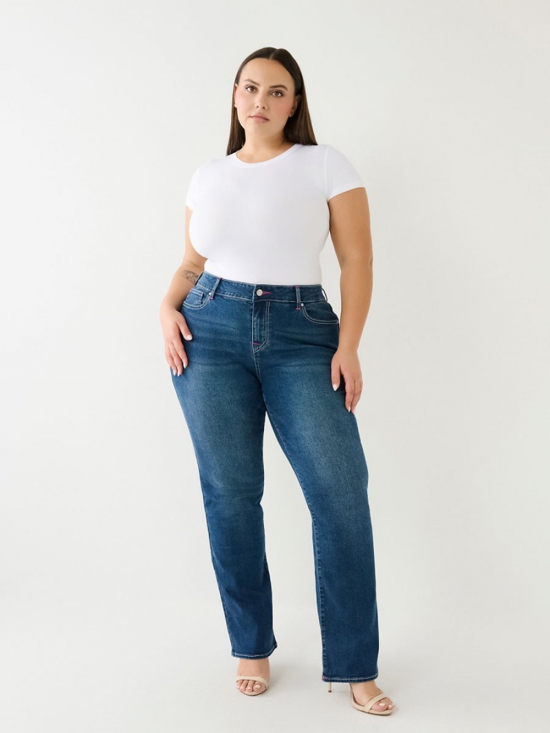 Medium Flake True Religion Plus Billie Mid Rise Straight Jeans | 3609-RFMXG