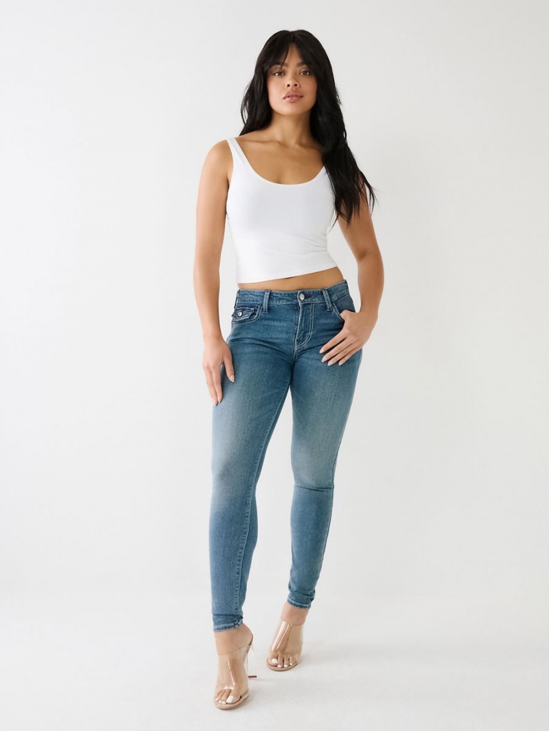 Medium Frost True Religion Jennie Mid Rise Single Needle Curvy Skinny Jeans | 0169-BIOHU