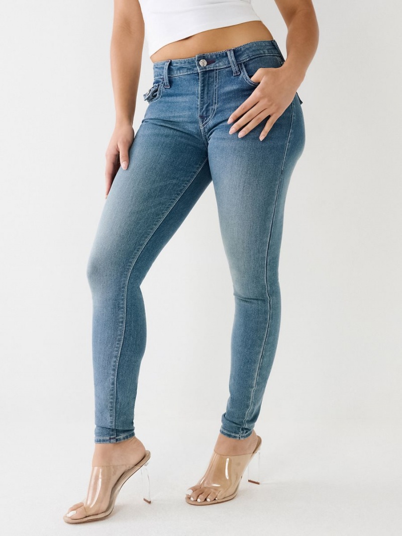 Medium Frost True Religion Jennie Mid Rise Single Needle Curvy Skinny Jeans | 0169-BIOHU