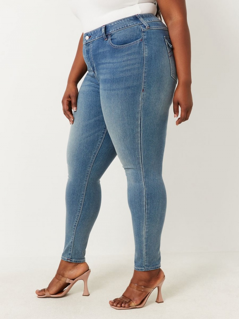 Medium Frost True Religion Plus Jennie Mid Rise Skinny Jeans | 0984-PDYFB