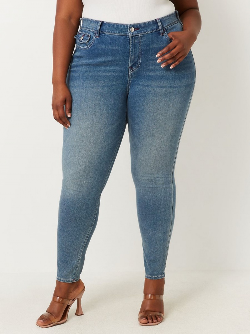 Medium Frost True Religion Plus Jennie Mid Rise Skinny Jeans | 0984-PDYFB