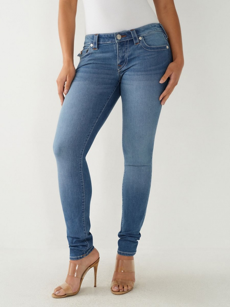 Medium Techno Wash True Religion Stella Low Rise Skinny Jeans | 4356-XVSRM