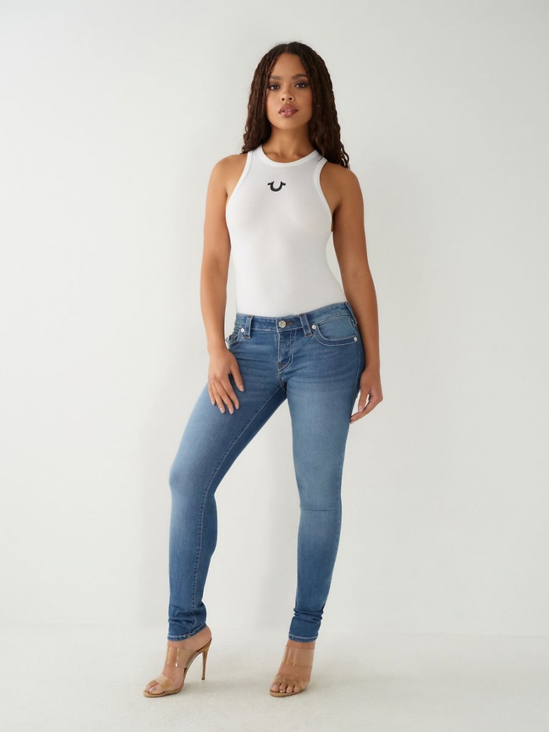 Medium Techno Wash True Religion Stella Low Rise Skinny Jeans | 4356-XVSRM