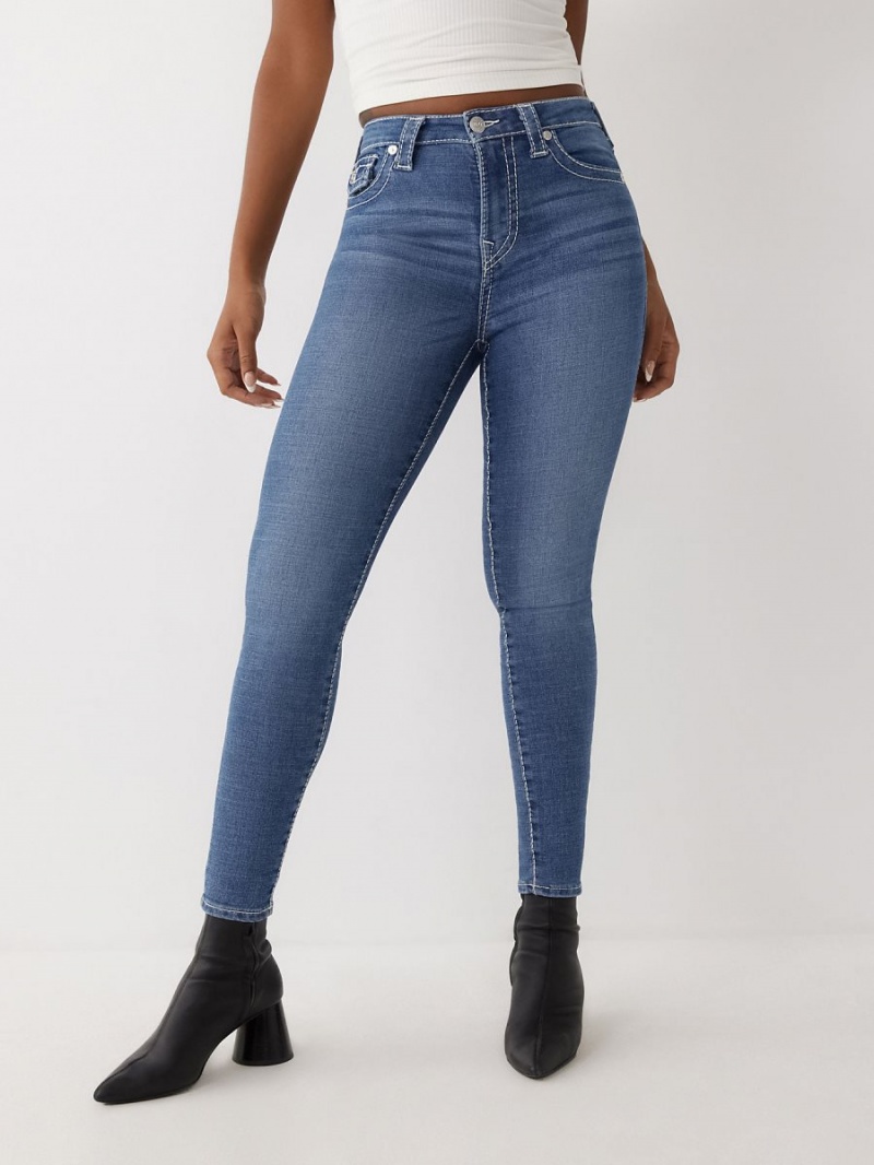 Medium Wash True Religion Halle High Rise Super Skinny Jeans | 7126-HCPZQ