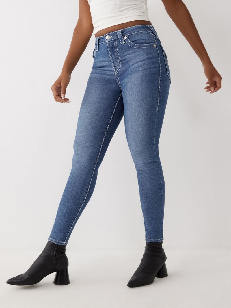 Medium Wash True Religion Halle High Rise Super Skinny Jeans | 7126-HCPZQ