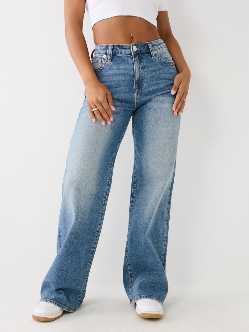 Medium Wash True Religion Leila High Rise Wide Leg Jeans | 9176-TMSBL