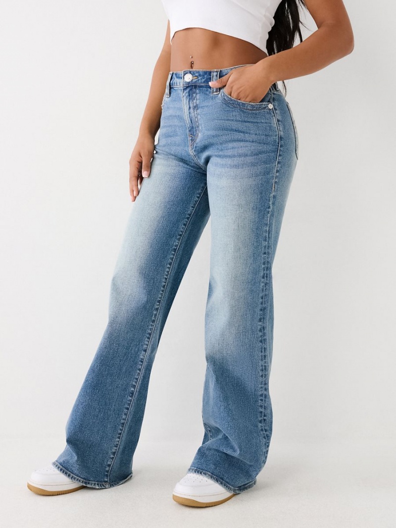 Medium Wash True Religion Leila High Rise Wide Leg Jeans | 9176-TMSBL