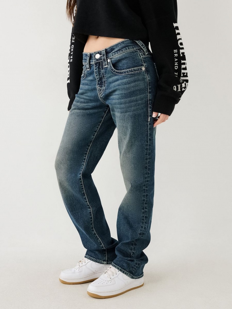 Medium Wash True Religion Ricki Mid Rise Relaxed Jeans | 5329-ZGLPN