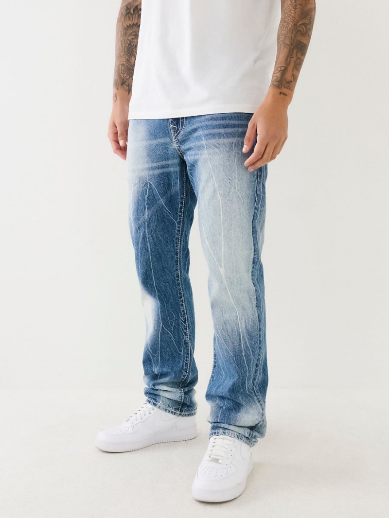 Medium Wash True Religion Ricky Big T Vintage Straight Jeans | 5478-ENUSV