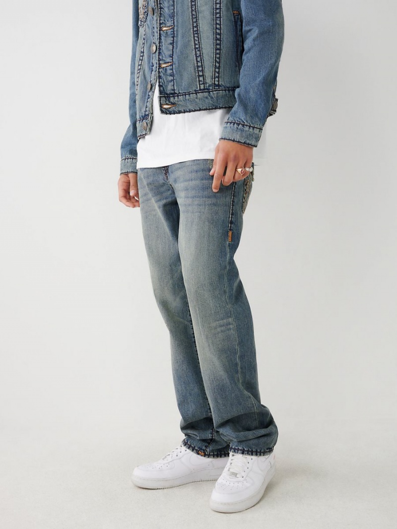 Miner Medium Wash True Religion Ricky Super T Stitch Straight Jeans | 0798-TLEKC